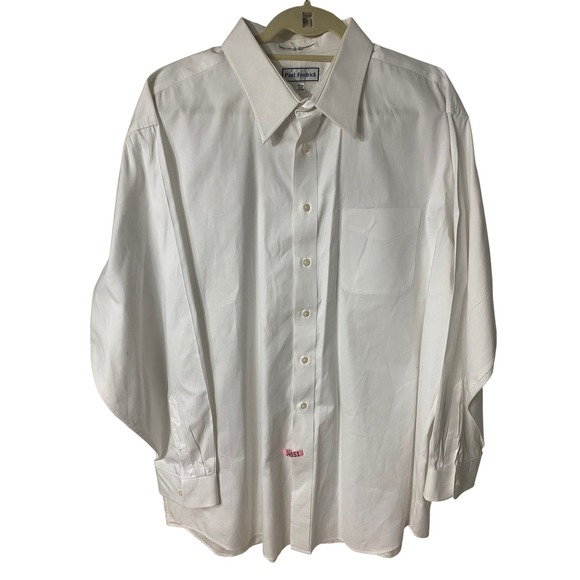 Paul Fredrick Other - Paul Fredrick‎ Shirt 18 1/2 -36 White Pinpoint Cotton Mens Monogrammed TSW